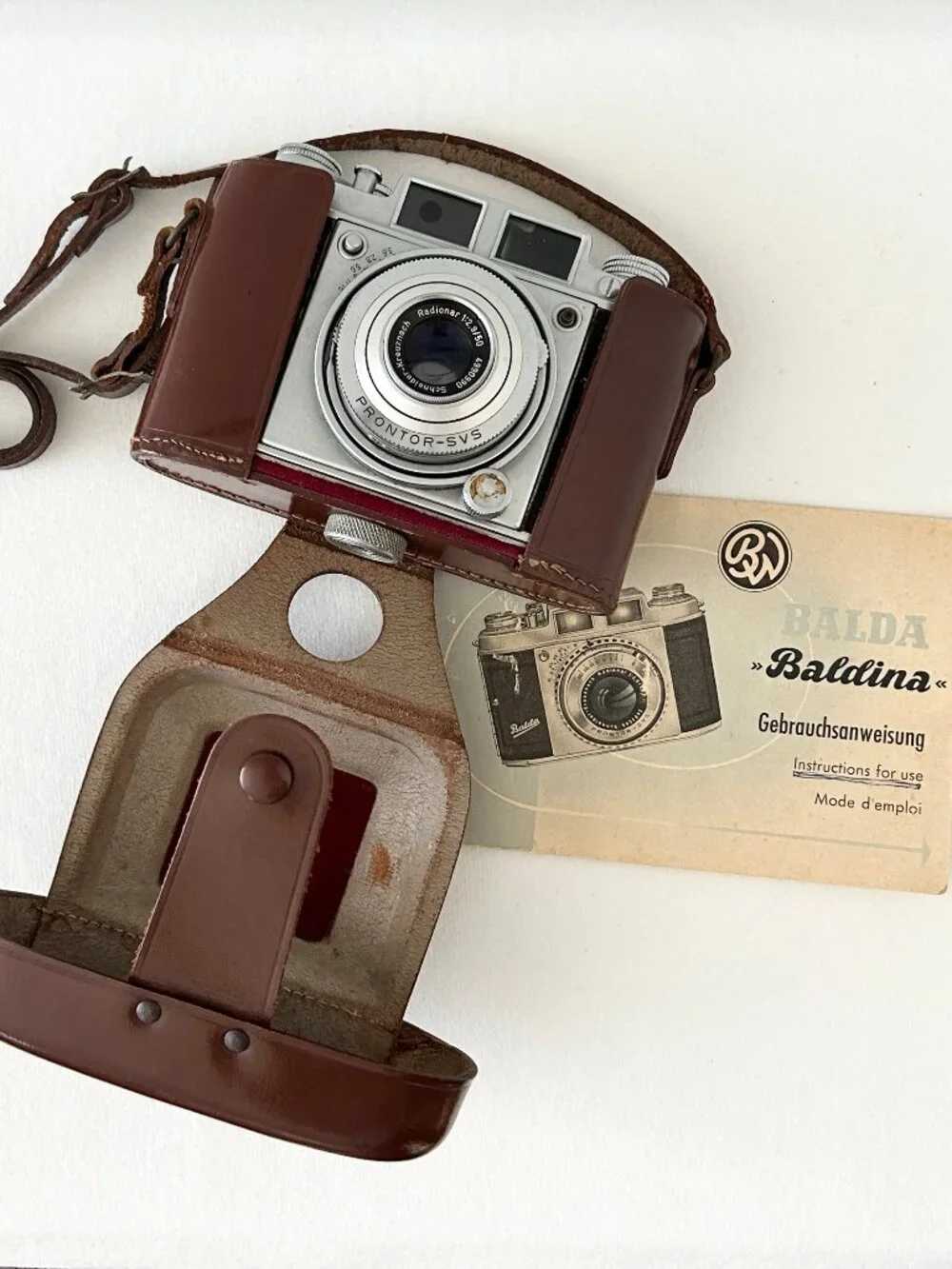 Vintage BALDA Super Baldina Camera Instruction Case 50mm Lens Germany Not Tested